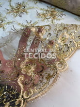 Tule Bordado Metálico GODESS 558 Dourado
