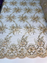 Tule Bordado Metálico GODESS 558 Dourado