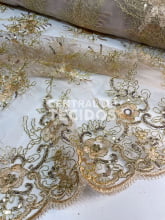 Tule Bordado Metálico GODESS 558 Dourado