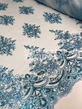 Tule Bordado Metálico GODESS 559 Azul Claro