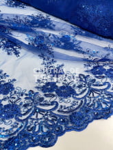 Tule Bordado Metálico GODESS 559 Azul Royal