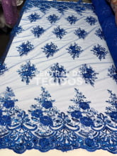 Tule Bordado Metálico GODESS 559 Azul Royal