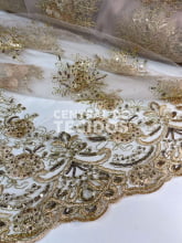 Tule Bordado Metálico GODESS 559 Dourado