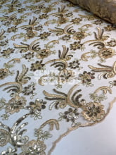 Tule Bordado Metálico GODESS 668 Dourado