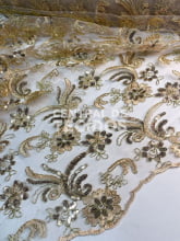 Tule Bordado Metálico GODESS 668 Dourado