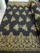 Tule Bordado Metalic Soho Preto com Dourado