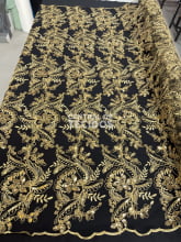 Tule Bordado Metalic Soho Preto com Dourado