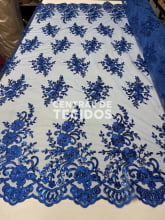Tule Bordado Metálico Soho Azul Royal