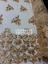 Tule Bordado Metálico Soho Dourado 251