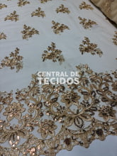 Tule Bordado Metálico Soho Dourado 251