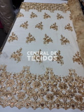 Tule Bordado Metálico Soho Dourado 251