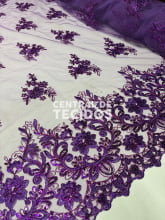 Tule Bordado Metálico Soho Roxo 251