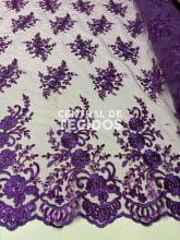 Tule Bordado Metálico Soho Roxo 252