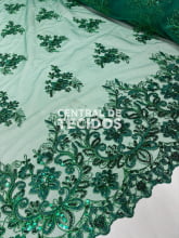 Tule Bordado Metálico Soho Verde 251