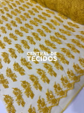 Tule Bordado Paetê GODESS 554 Amarelo