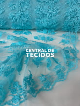 Tule Bordado Paetê GODESS 554 Azul