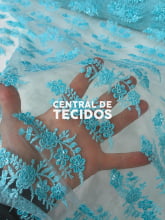 Tule Bordado Paetê GODESS 554 Azul