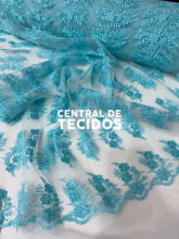 Tule Bordado Paetê GODESS 554 Azul