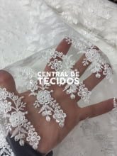Tule Bordado Paetê GODESS 66 Branco
