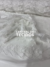 Tule Bordado Paetê GODESS 66 Branco