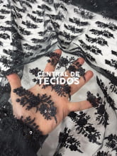 Tule Bordado Paetê GODESS 554 Preto