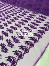 Tule Bordado Paetê GODESS 554 Roxo
