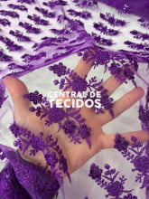 Tule Bordado Paetê GODESS 554 Roxo