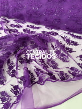 Tule Bordado Paetê GODESS 554 Roxo