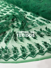 Tule Bordado Paetê GODESS 554 Verde