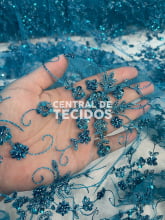 Tule Bordado Pedraria Verde