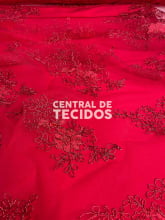 Tule Bordado Vermelho Tule Bordado Vermelho