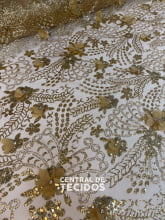 Tule Design Glitter 3D Dourado