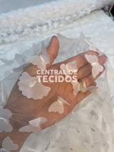 Tule Bordado 3D Borboletas Brancas de Oya