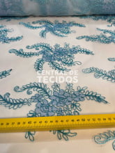 Tule Bordado Azul Bebe