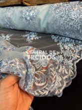 Tule Bordado Juliana Azul Claro 25