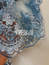 Tule Bordado Juliana Azul Claro 25