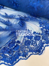 Tule Bordado Juliana Azul Royal 25