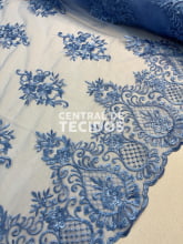 Tule Bordado Juliana Azul Serenity
