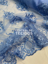 Tule Bordado Juliana Azul Serenity