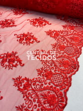 Tule Bordado Juliana Vermelho