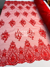 Tule Bordado Juliana Vermelho