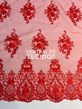 Tule Bordado Juliana Vermelho