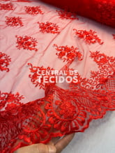 Tule Bordado Juliana Vermelho