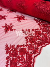 Tule Bordado Juliana Vermelho 25
