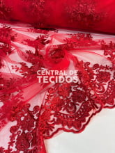 Tule Bordado Juliana Vermelho 25
