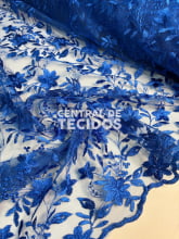 Tule Bordado Nice Azul Royal