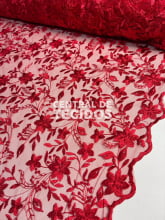 Tule Bordado Nice Vermelho