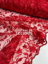 Tule Bordado Nice Vermelho