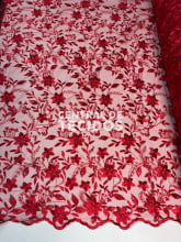 Tule Bordado Nice Vermelho