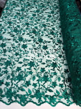Tule Bordado Nice Verde Folha